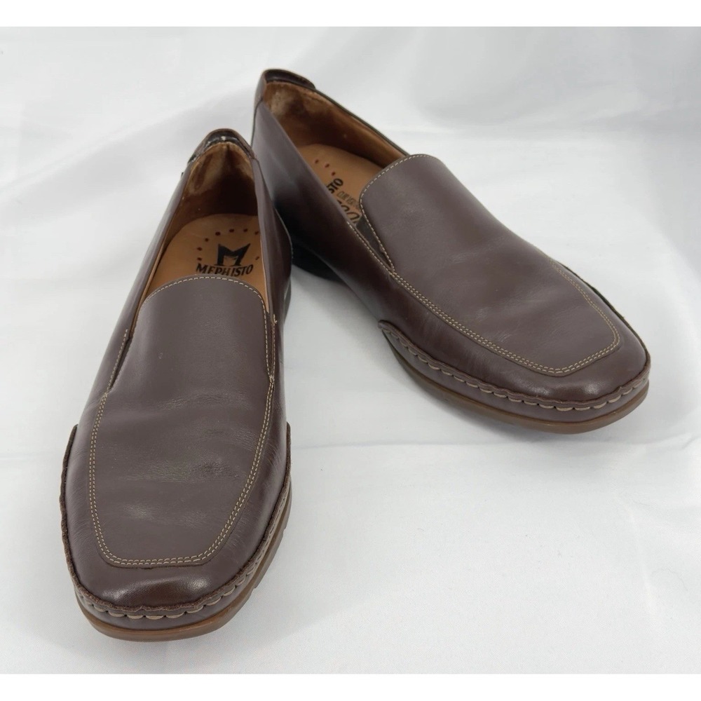Mephisto Mens Brown Leather Cool Air Slip On Driving Loafer Shoes Size US 13